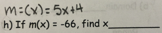 If m(x)=-66 , find x _