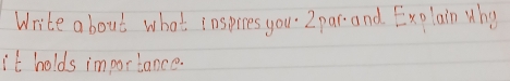 Write about what inspres you. I par and Exelain Why 
it holds importance.