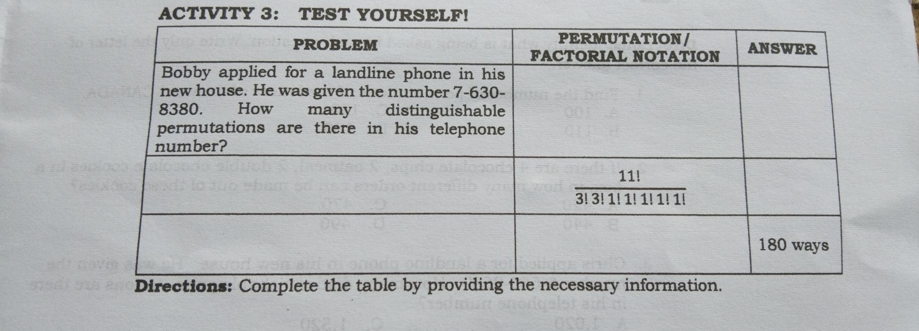 ACTIVITY 3:TEST YOURSELF!