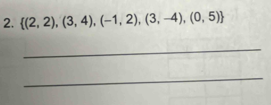  (2,2),(3,4),(-1,2),(3,-4),(0,5)
_ 
_