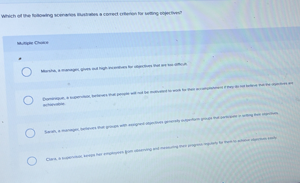 Solved: Which of the following scenarios illustrates a correct ...