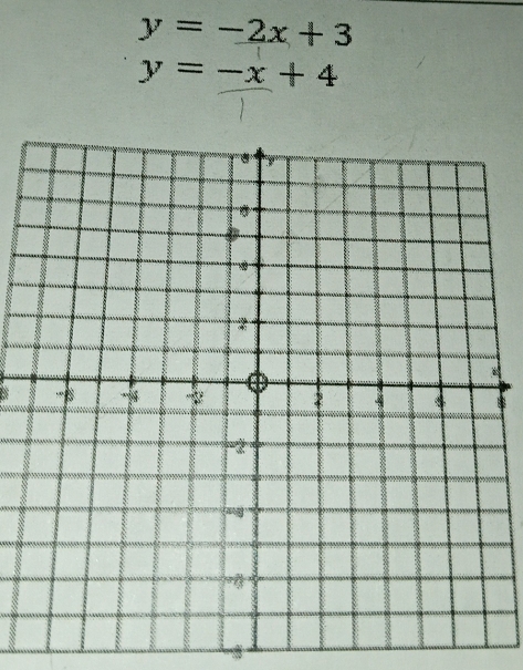 y=-2x+3
y=-x+4
B