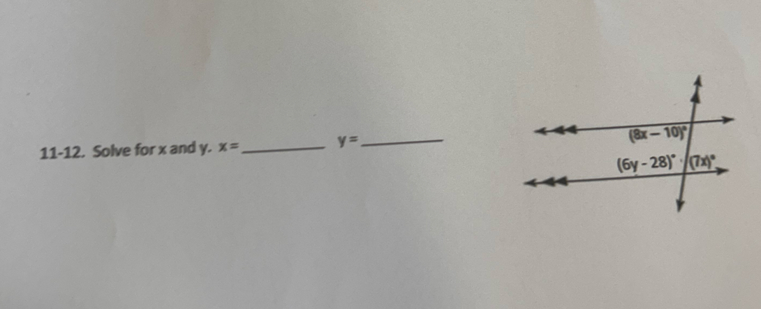 11-12. Solve for x and y. x= _
_ y=