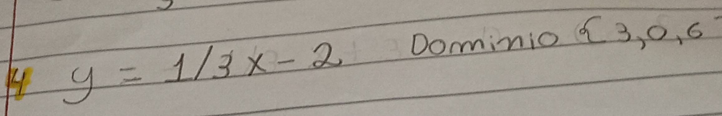 y=1/3x-2
Doinio  3,0,6