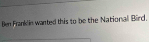 Ben Franklin wanted this to be the National Bird.