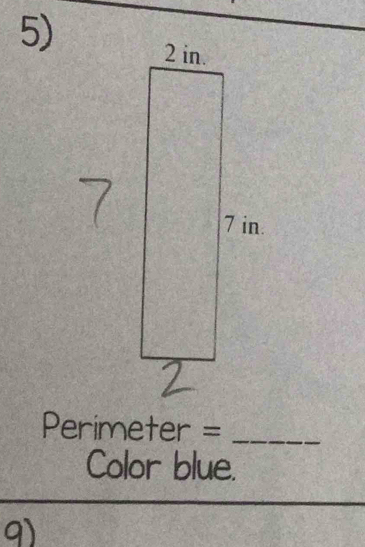 Perimeter =_ 
Color blue. 
a