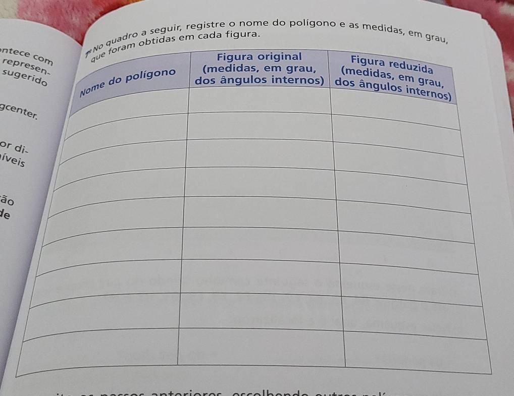 ro a seguir, registre o nome do polígono e as medidas, em 
cada figura. 
nterep 
sug 
gcen 
or d 
ívei 
ão 
de