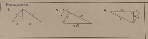 Find x, y, and z.
4.
5.
6.