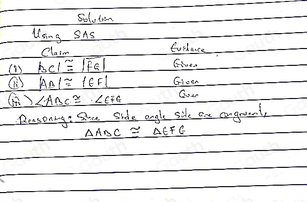 Solved: Prove that Triangle ABC is congruent to Triangle EFG. Include a ...