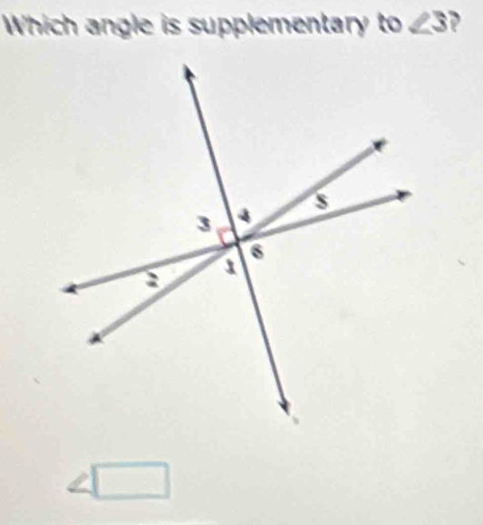 Which angle is supplementary to∠ 3 ,
∠ □