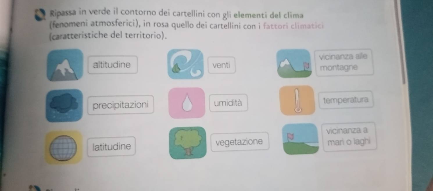 Solved: Ripassa in verde il contorno dei cartellini con gli elementi ...