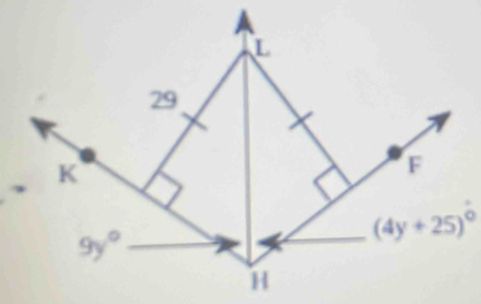 L
29
K
F
(4y+25)^circ 
9y°
H