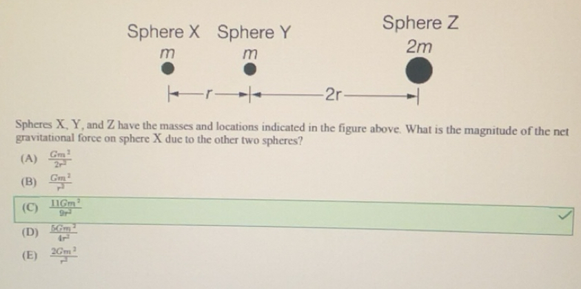 Solved: Sphere Z Spheres X, Y, and Z have the masses and locations ...