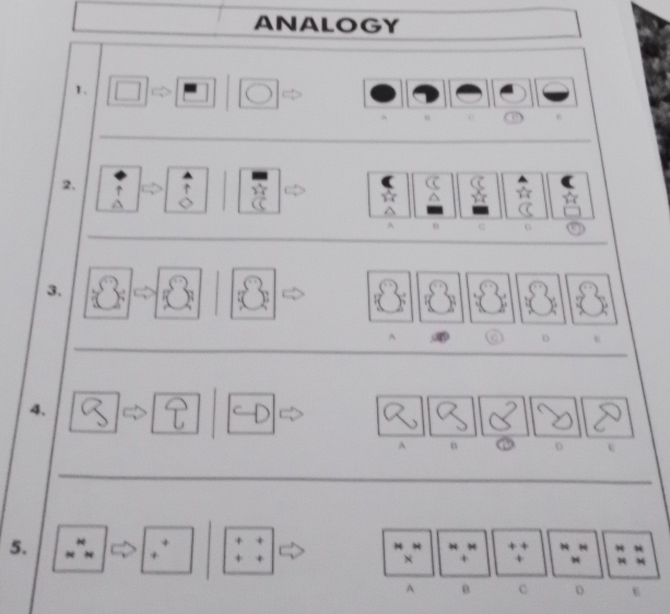 ANALOGY 
1. 
2.
A n
3. 
^ 
o u 
4.
A n
5. 
4 
× 
×
A B c o