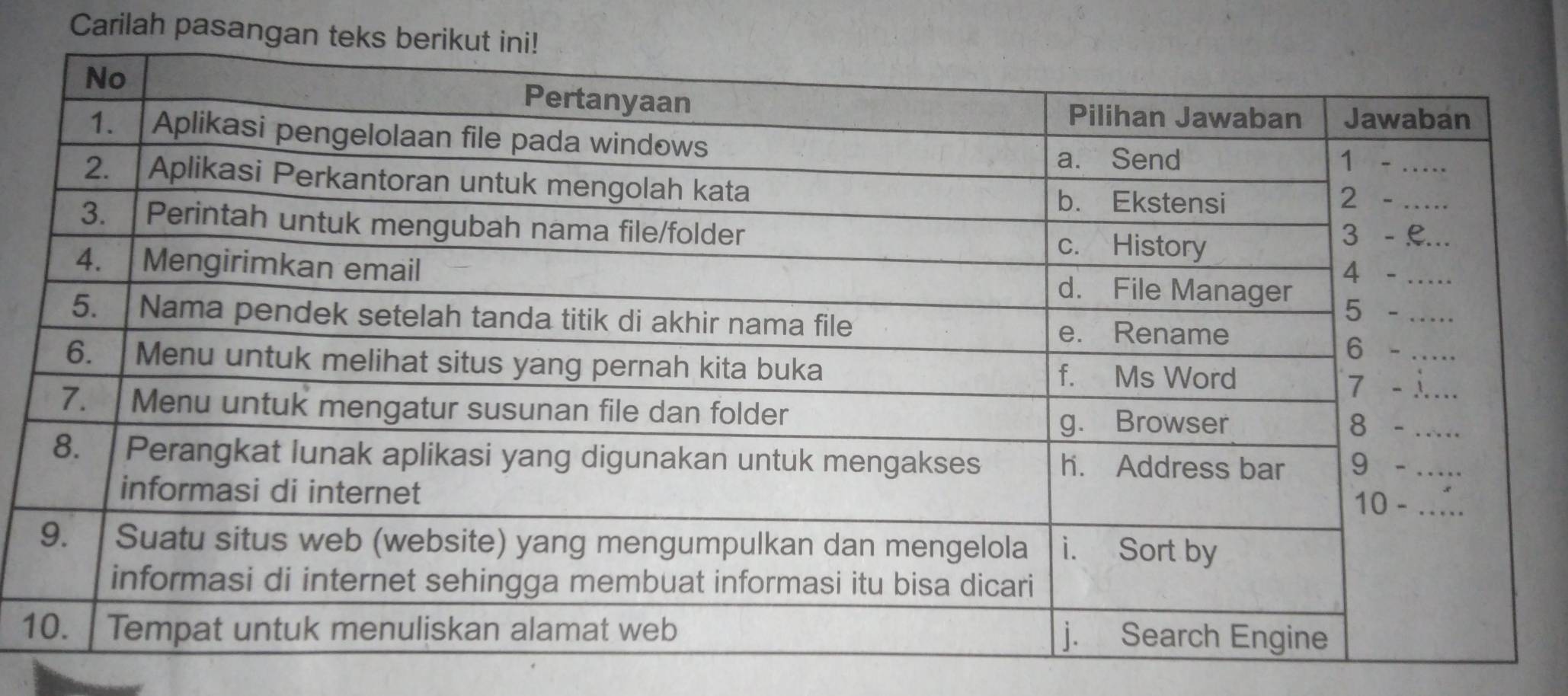 Carilah pasangan 
1