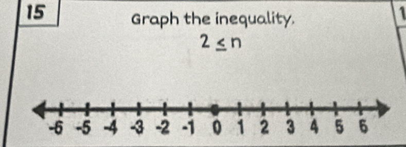 Graph the inequality. 
1
2≤ n