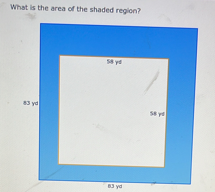 What is the area of the shaded region?
83 yd