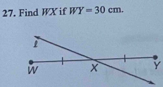 Find WX if WY=30cm.