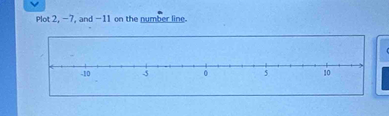 Plot 2, -7, and -11 on the number line.