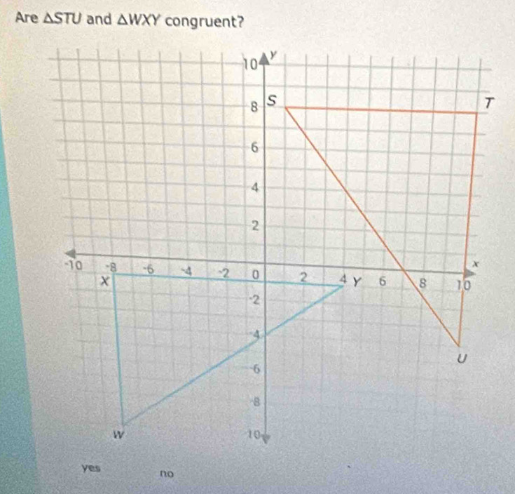 Are △ STU and △ WXY congruent?
no