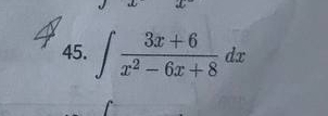 ∈t  (3x+6)/x^2-6x+8 dx