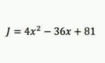 J=4x^2-36x+81