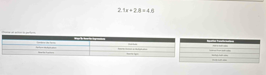 2.1x+2.8=4.6
Choose an action to perf