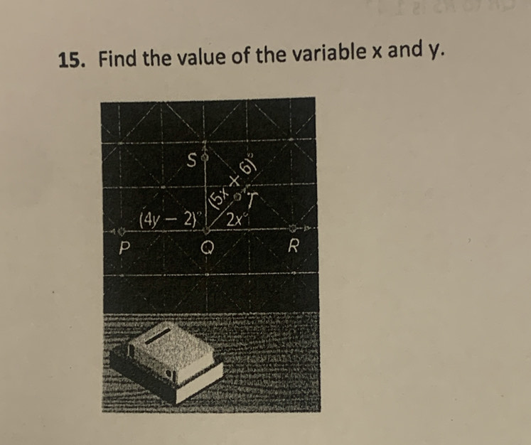 Find the value of the variable x and y.