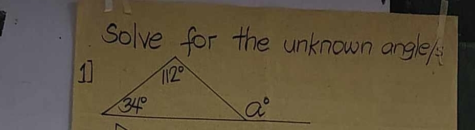 solve for the unknown angle/