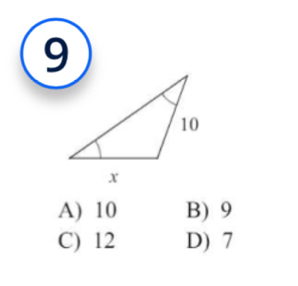 A) 10 B) 9
C) 12 D) 7