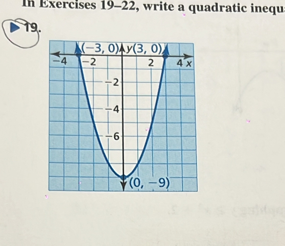 In Exercises 19-22, write a quadratic inequs
19.