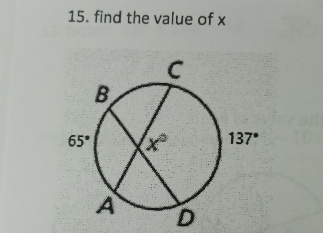 find the value of x
D