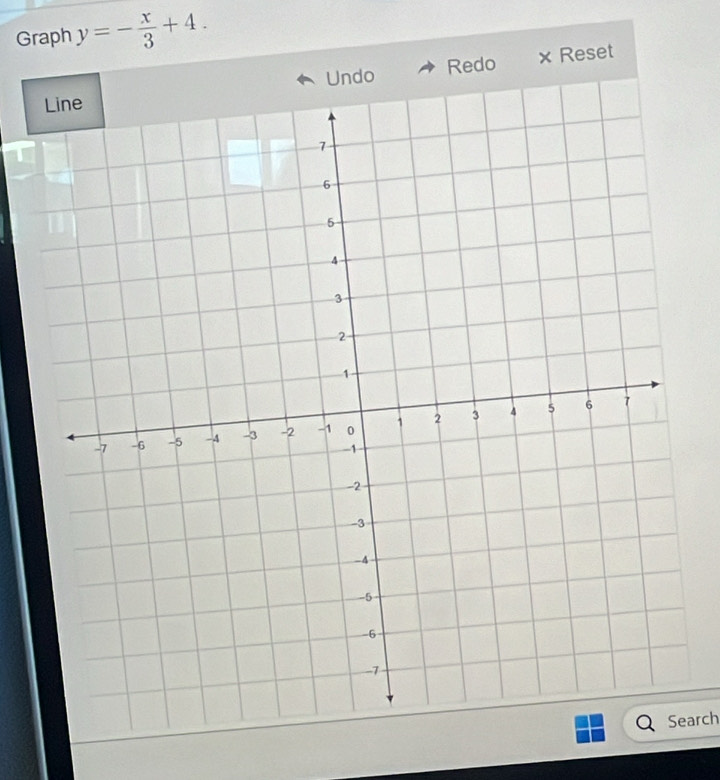 Graph y=- x/3 +4. 
Redo × Reset 
Search