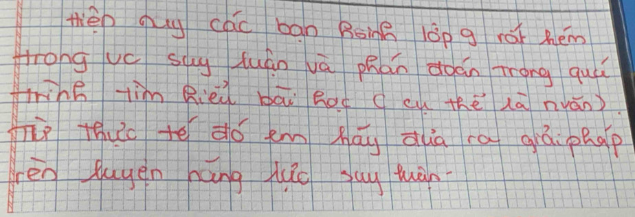 theèn guu cāu bān Bong lǎo g rái hém 
frong uc sug duán vā phǎn doán mrong quú 
thing tim Riei bāi hod q cu thē lā nuān ) 
j thuc tē dó km háu dua cá qiái phap 
rèn ǒuyén háng hio gug tuān