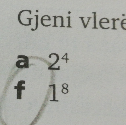 Gjeni vlerë
a 2^4
1^8