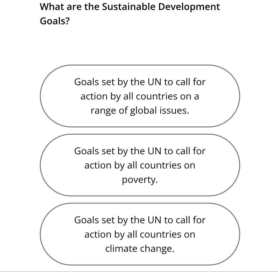 Solved: What are the Sustainable Development Goals? Goals set by the UN ...