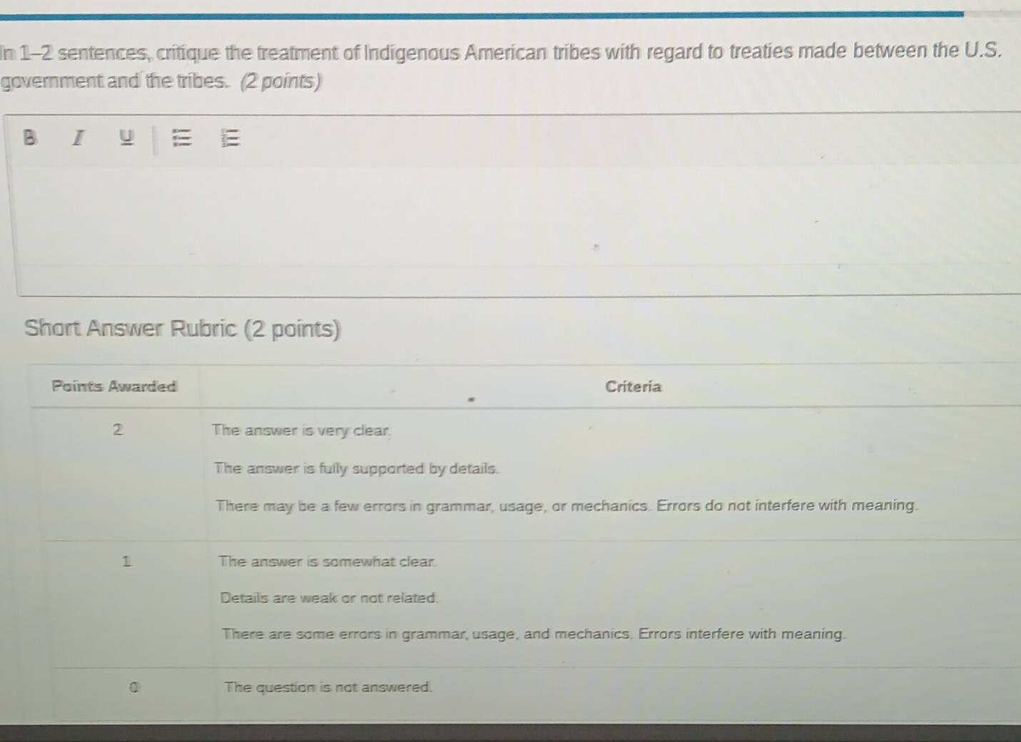Solved: In 1-2 sentences, critique the treatment of Indigenous American ...