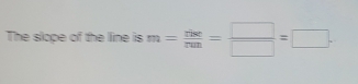 The slope of the line is m= rise/run = □ /□  =□.