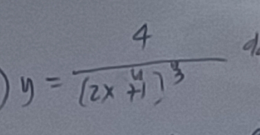 y=frac 4(2x+1)^ 3/3 
=frac (□)°□ 