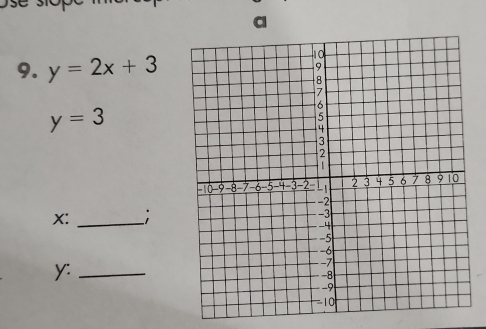 a
9. y=2x+3
y=3
X : _;
y :_