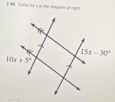 2-55. Solve for x in the diagram at right