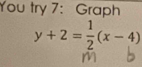 You try 7: Graph
y+2= 1/2 (x-4)