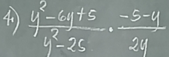 41  (y^2-6y+5)/y^2-25 ·  (-5-4)/34 