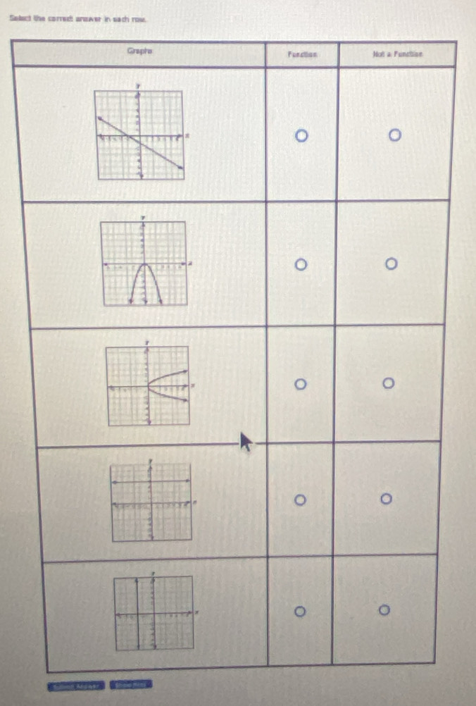 Select the corred: anower in sach row.