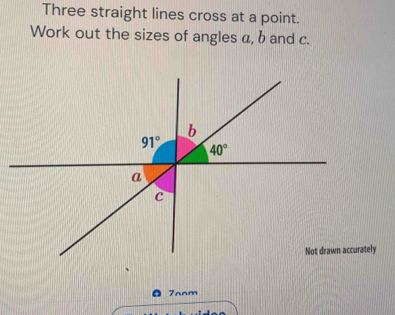 Solved: Three straight lines cross at a point. Work out the sizes of ...