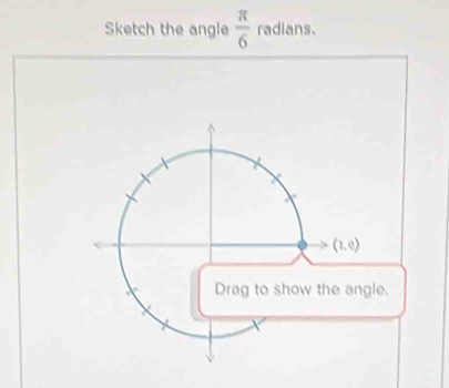 Sketch the angle  π /6  radians.