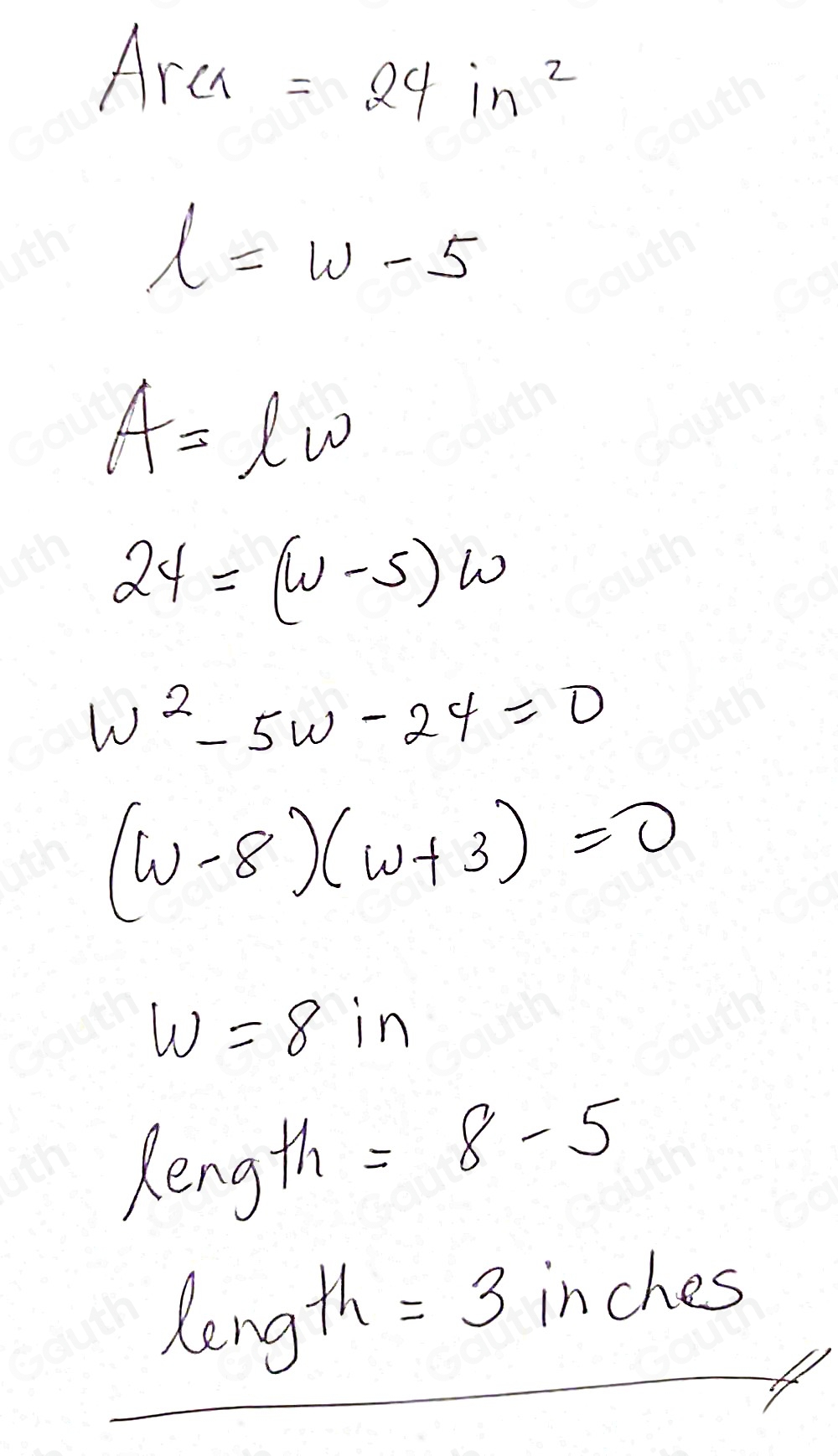 Solved: ) The length of a rectangle as 5 less than the width. If the ...
