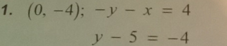 (0,-4);-y-x=4
y-5=-4