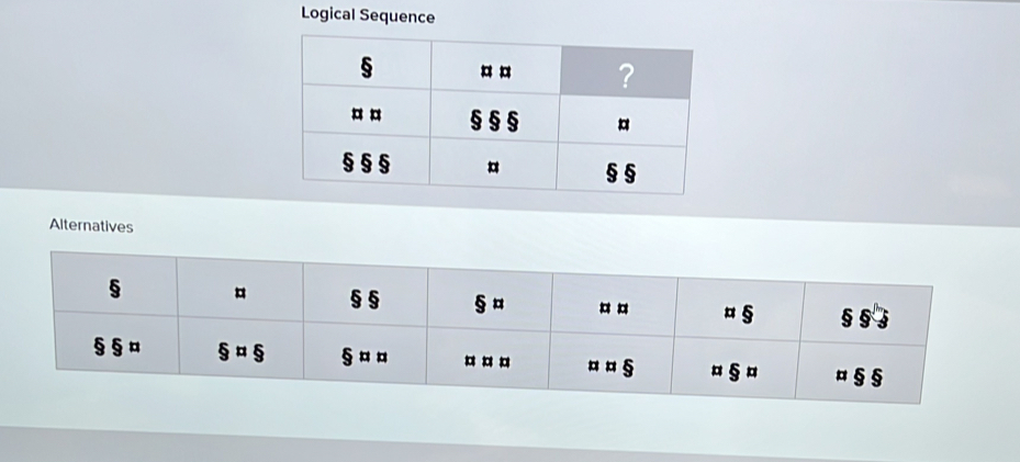 Logical Sequence
Alternatives