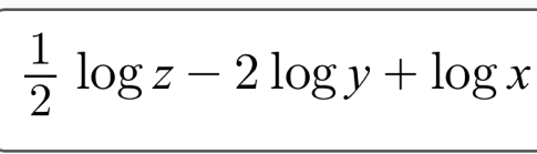  1/2 log z-2log y+log x